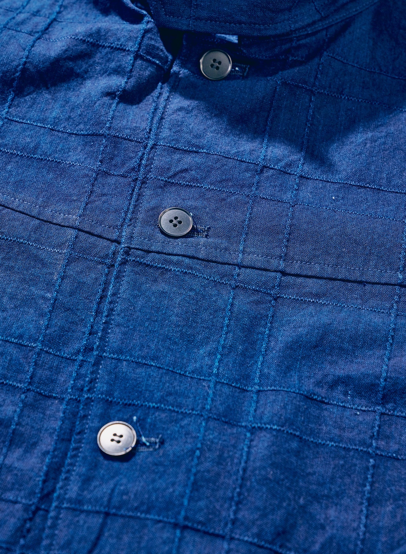 SJSJK26-ARS Indigo Sashiko Lattice Dobby Jacket Blue