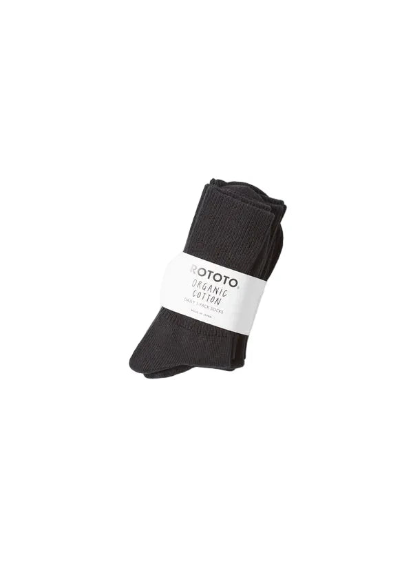R1427 Organic Daily 3 Pack Socks Black