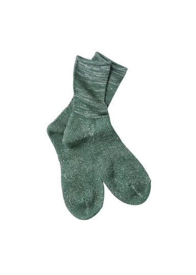 Green socks on a white background