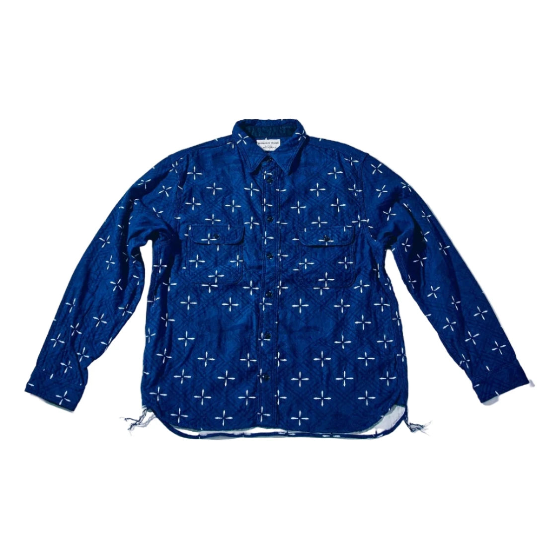 SSS25-02 Narihirabishi Goldfish Pattern Jacquard Work Shirt - Indigo