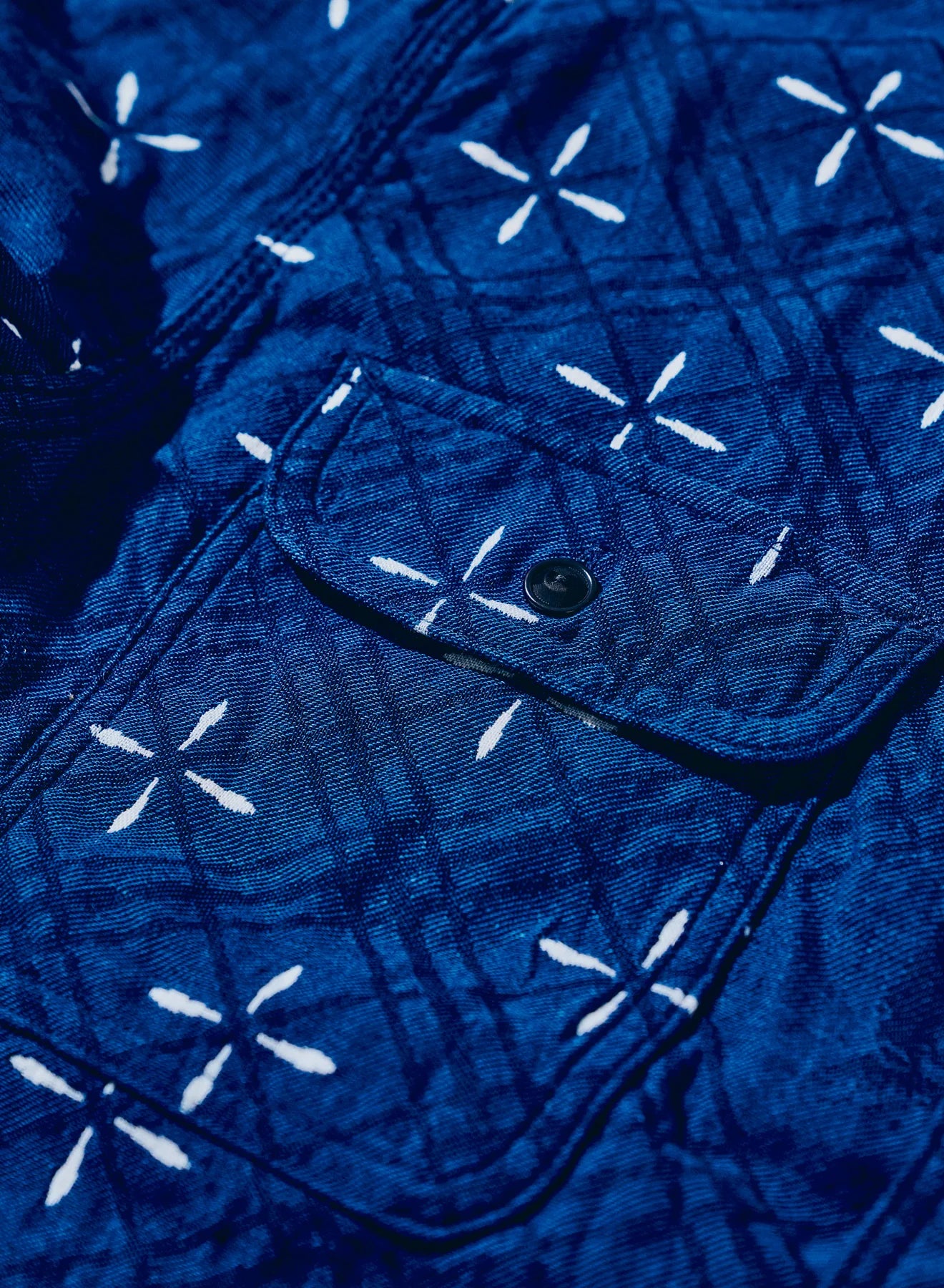 SSS25-02 Narihirabishi Goldfish Pattern Jacquard Work Shirt - Indigo