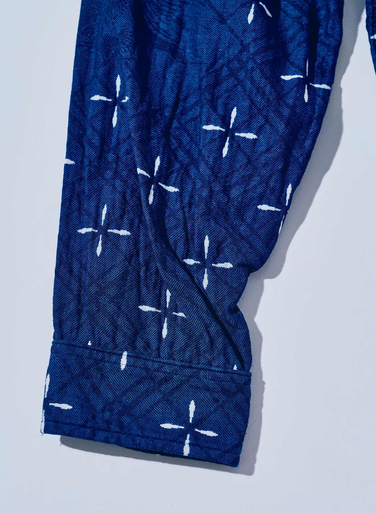 SSS25-02 Narihirabishi Goldfish Pattern Jacquard Work Shirt - Indigo