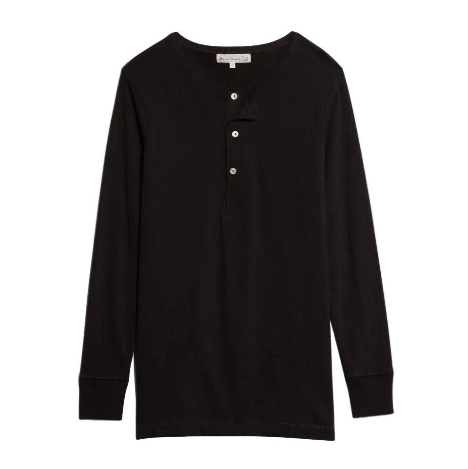 2M06.99 Vintage Machine Refined Classic Fit Long Sleeve Henley Black