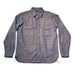 Blue checkered shirt with black accents on a white background