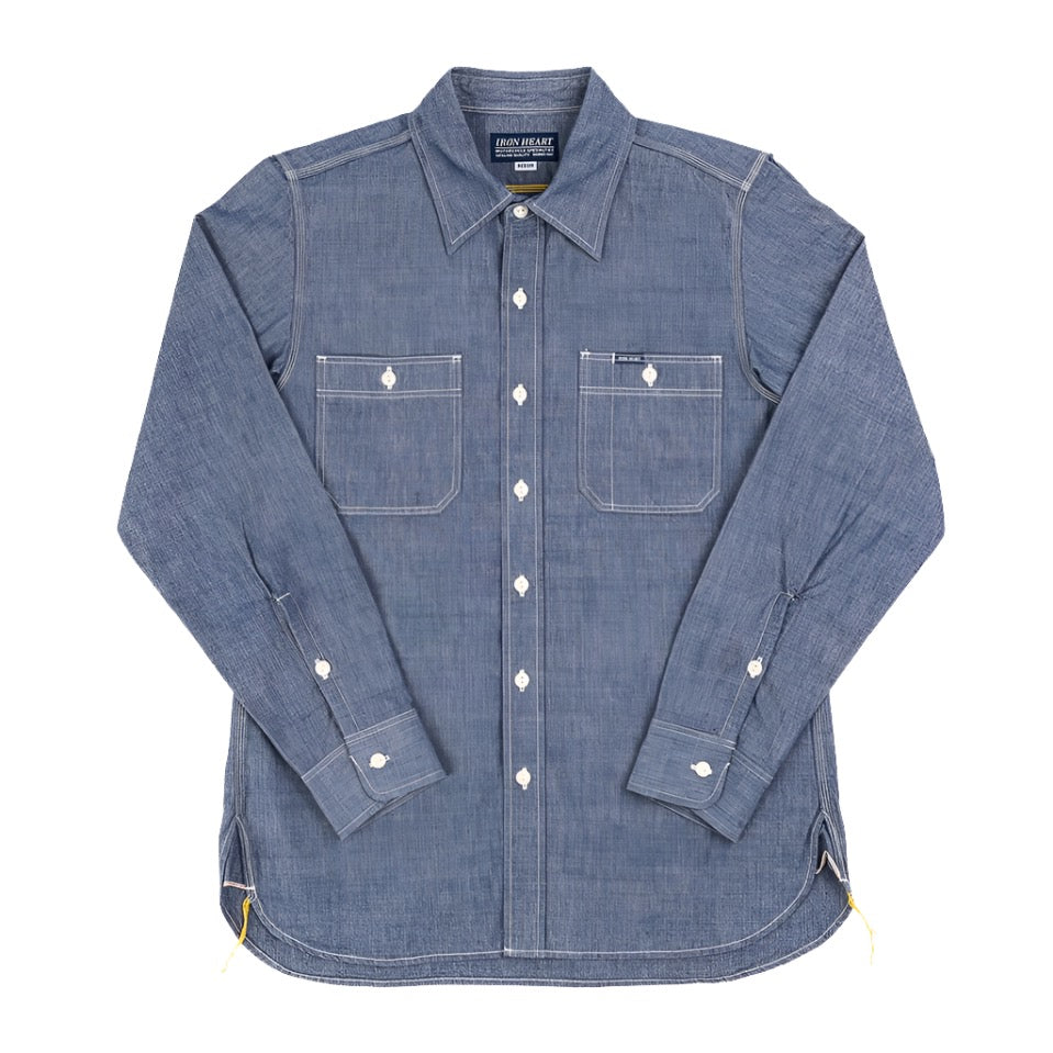 IHSH-21-BLU 10oz Selvedge Chambray Work Shirt Blue