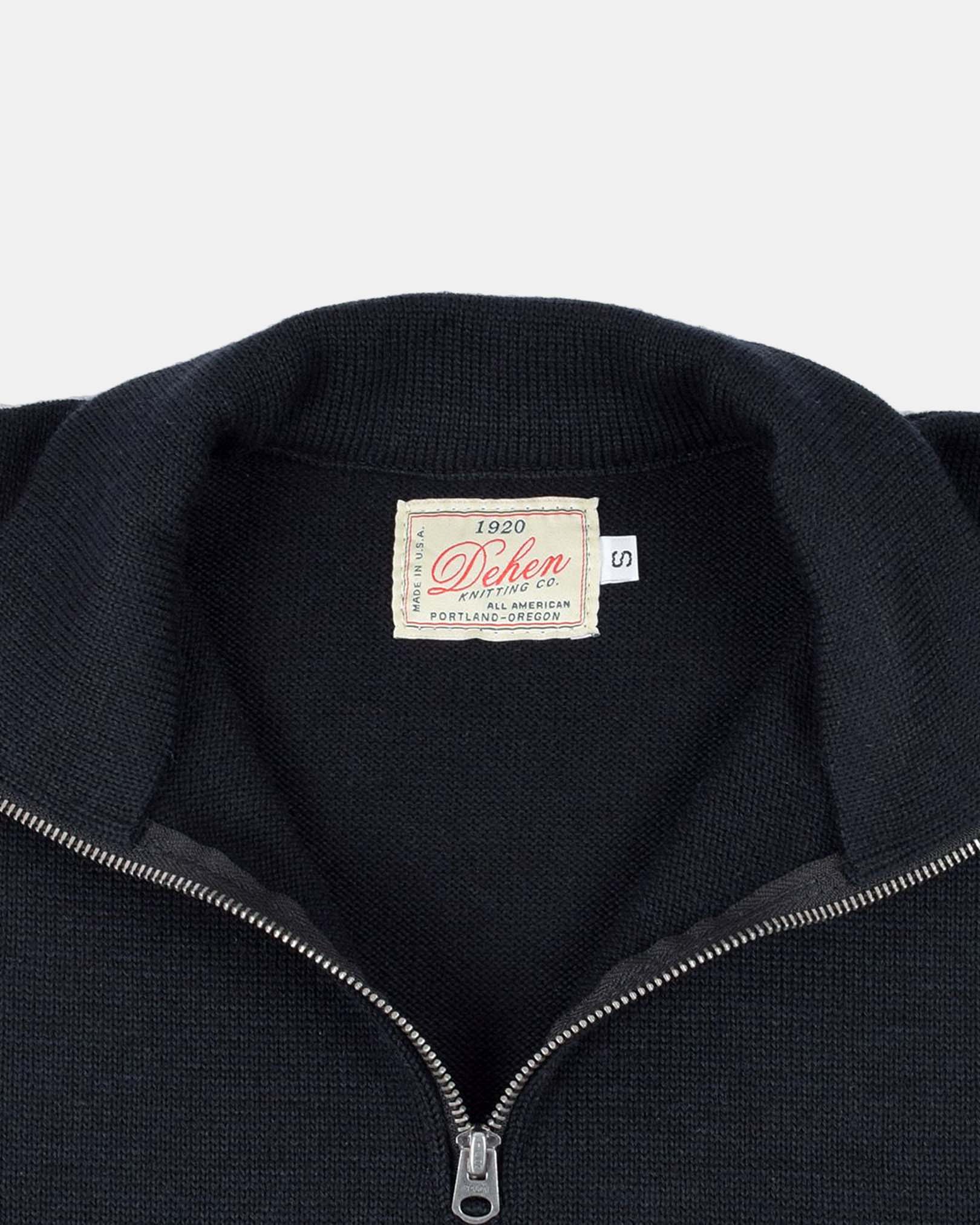 Dehen 1/4 Zip Moto Sweater - Black