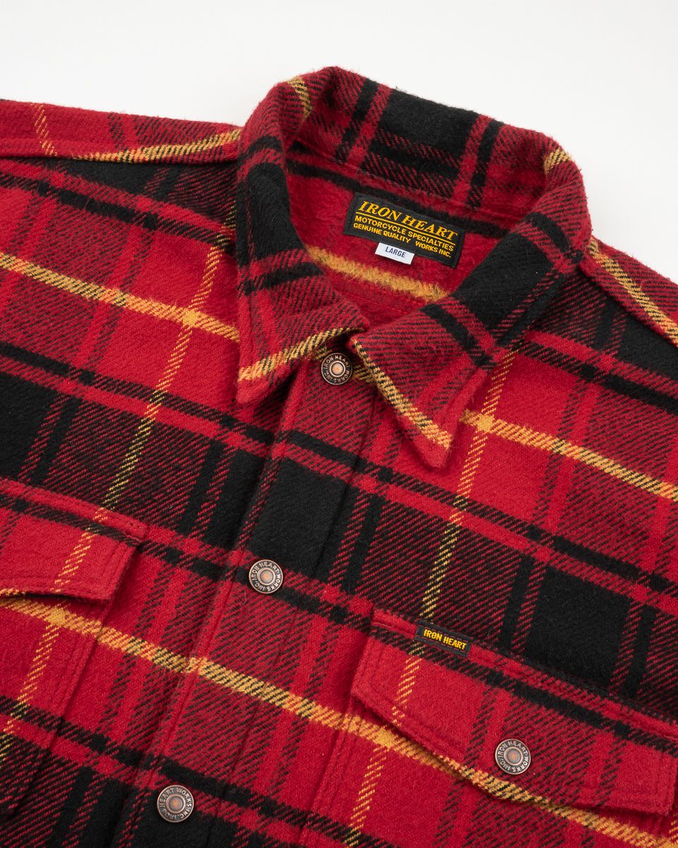 IHSH-433-RED Heavy Flannel Rider’s Overshirt Red