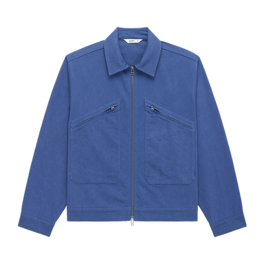 Blue jacket with a collar on a white background