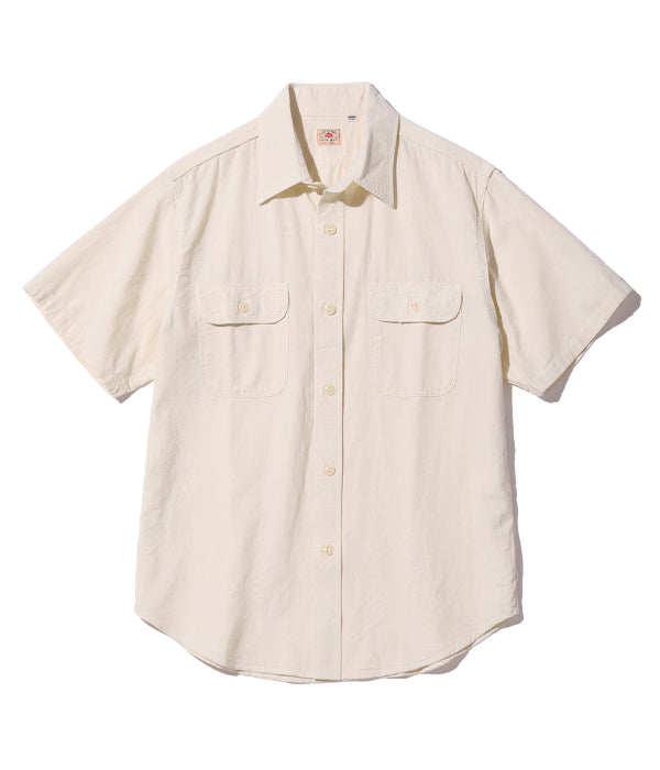 SC37942 White Chambray Work Shirt Short Sleeve