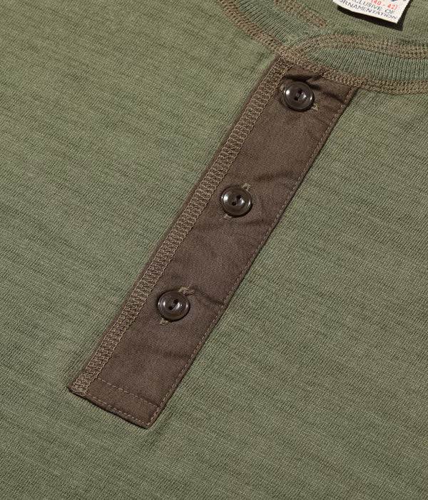 BR79192 Slub Yarn S/S Henley - Olive