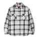 Black and white checkered shirt with brand logo on a white background