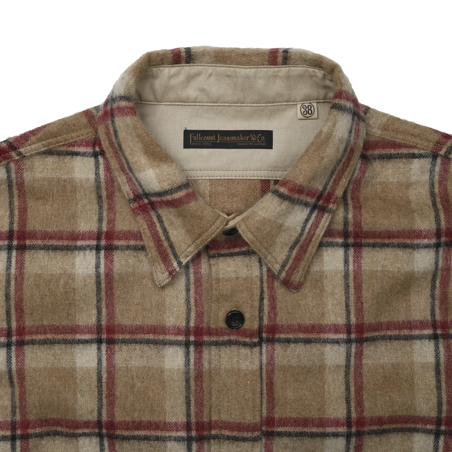 4096 Wool Shaggy Check Work Shirt - Beige