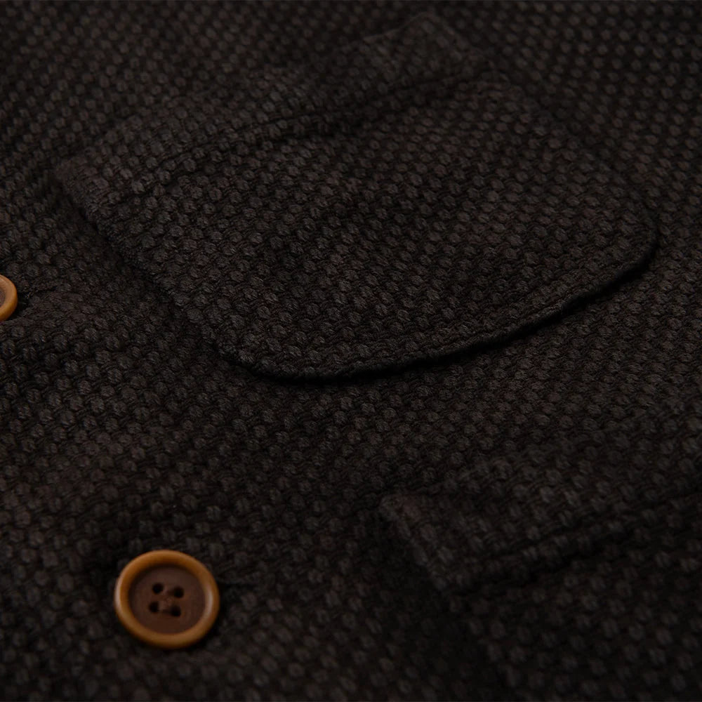 Amami Oshima Mud-dyed Sashiko Vest Dark Brown