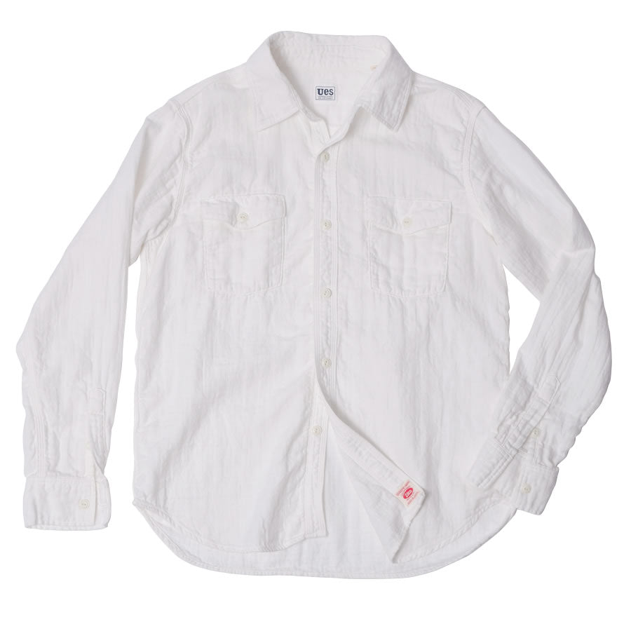 502604 Herringbone Double Gauze Shirt White