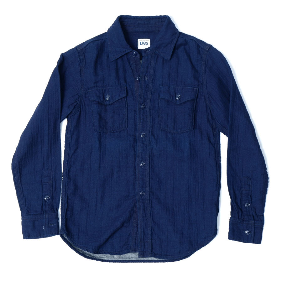 502604-I Herringbone Double Gauze Shirt Indigo