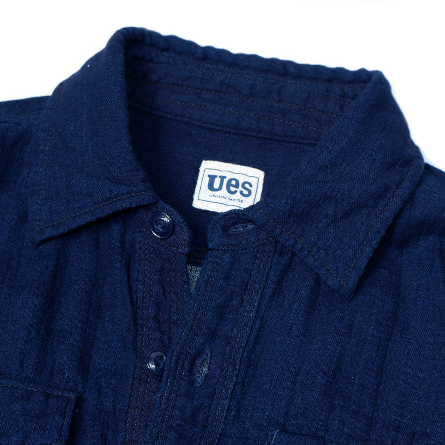 502604-I Herringbone Double Gauze Shirt Indigo