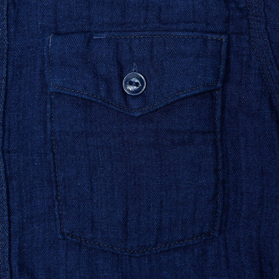 502604-I Herringbone Double Gauze Shirt Indigo