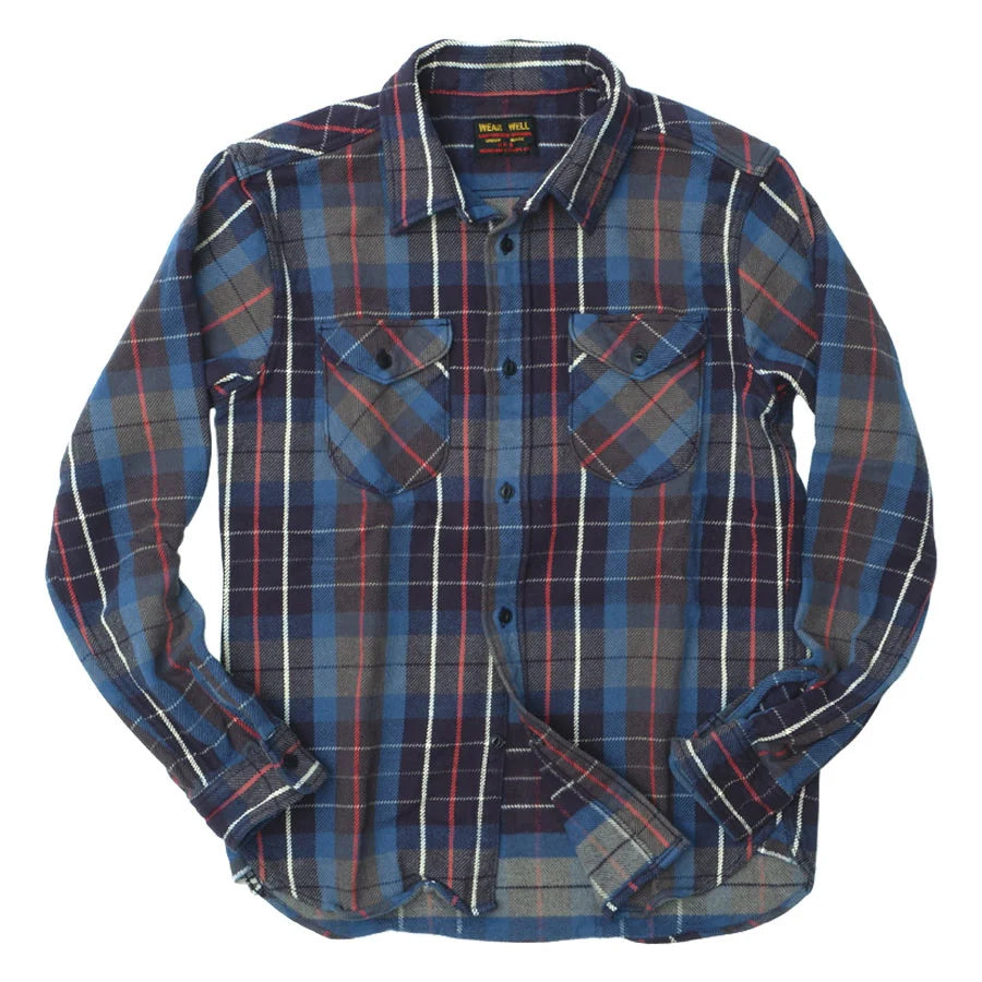 502653 Heavy Flannel Shirt Blue