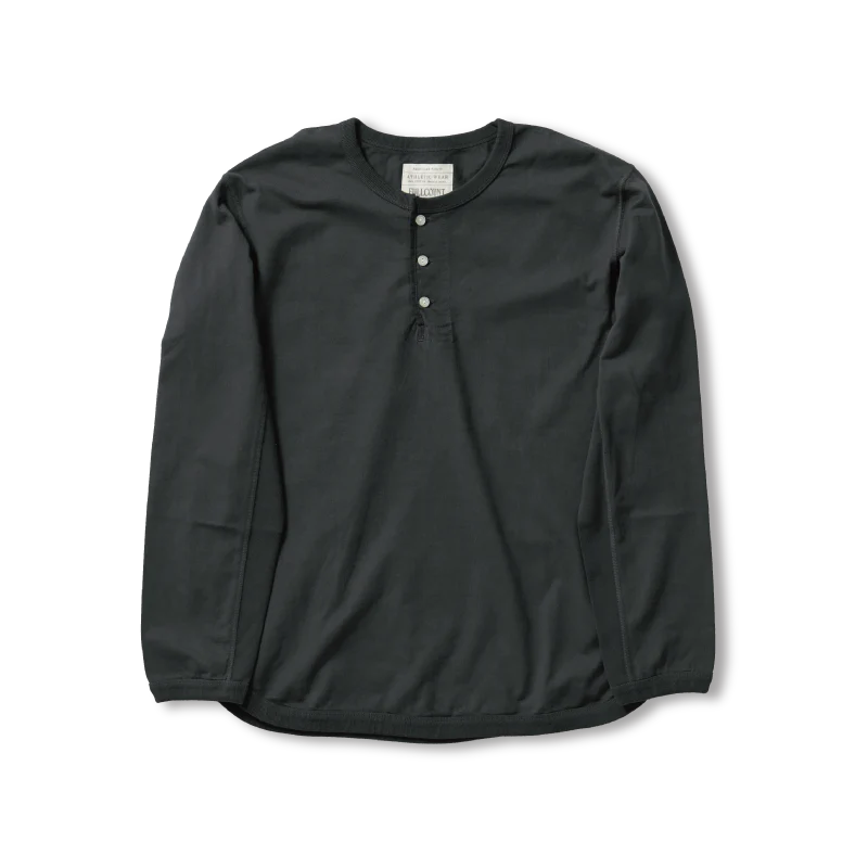5222LH-21 - Flat Seam Heavyweight Long Sleeve Henley T-Shirt Ink Black
