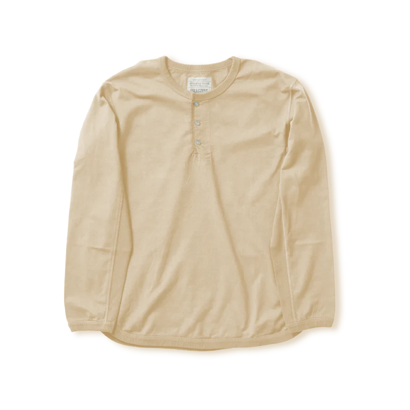 5222LH-21 - Flat Seam Heavyweight Long Sleeve Henley T-Shirt Ecru