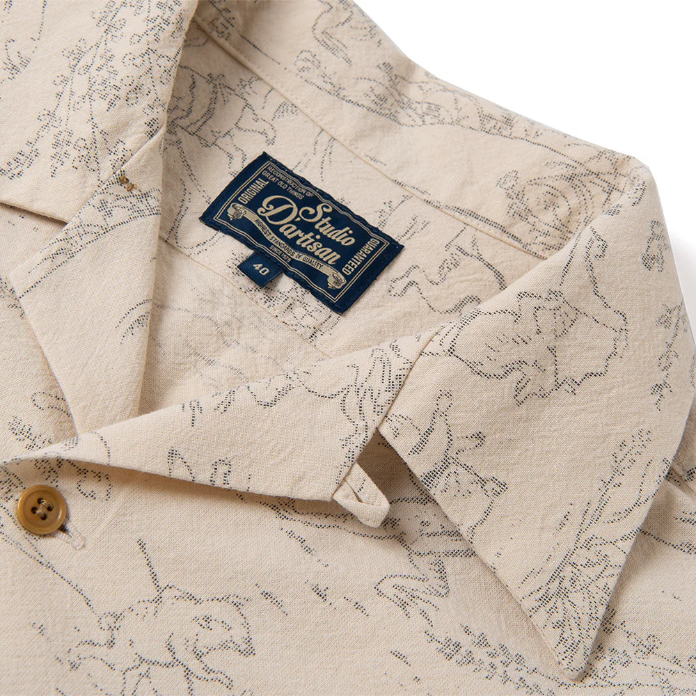 5736 Choju- Giga Aloha Shirt - Ivory