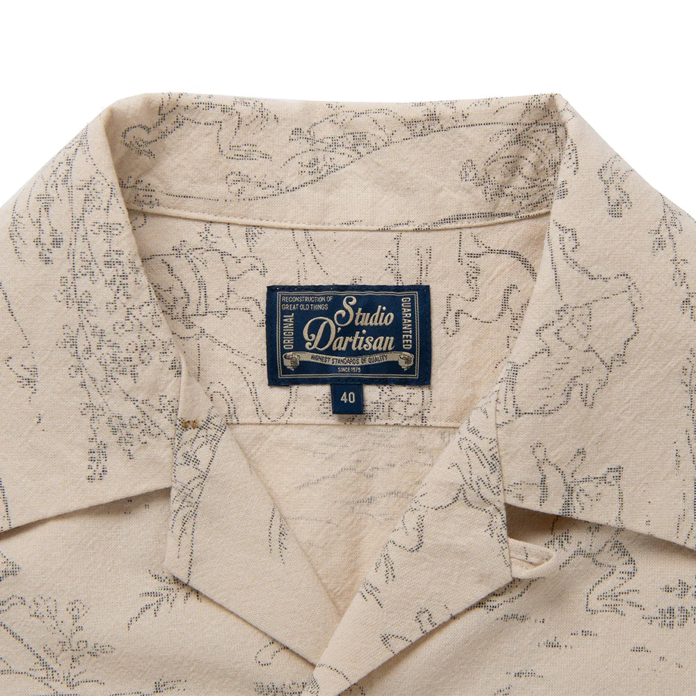 5736 Choju- Giga Aloha Shirt - Ivory