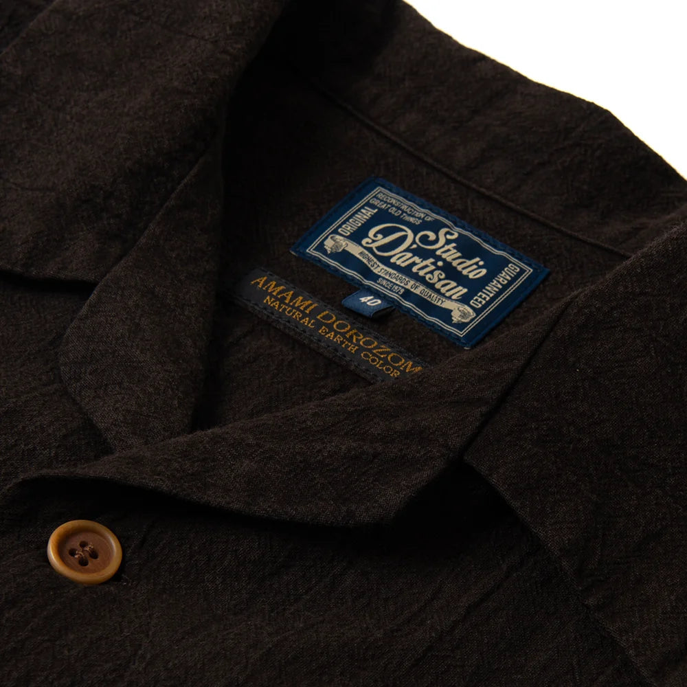 5739 Amami Oshima Mud-dyed Short-sleeved Shirt dark Brown
