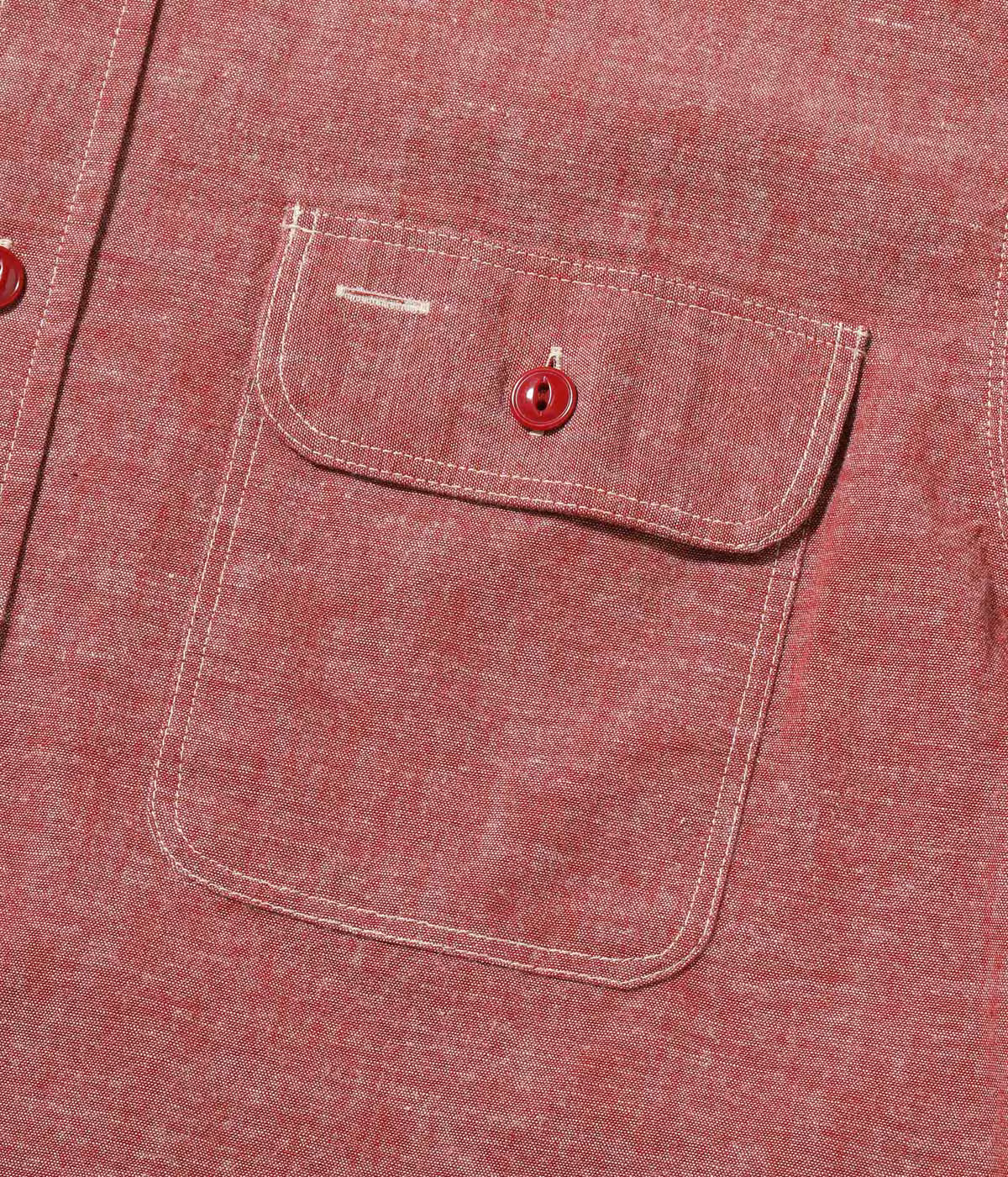 SC29682 Red Chambray Long Sleeve Work Shirt