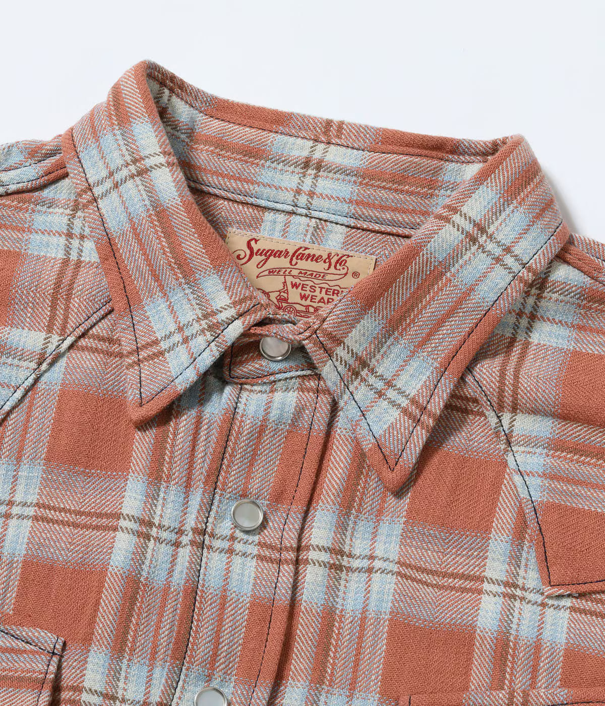 SC29687 Washed Herringbone Check Western Shirt Red