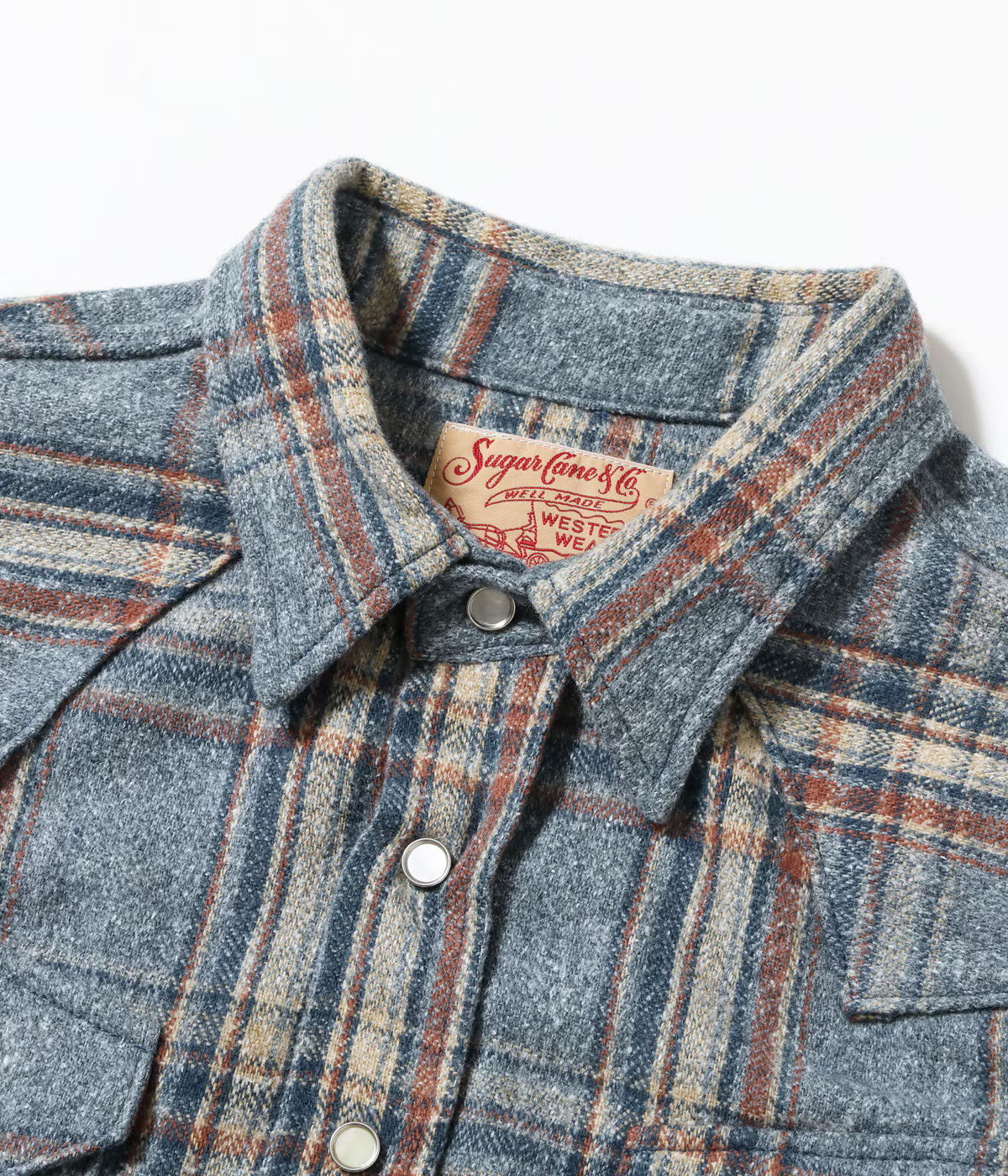 SC29787 Brushed Herringbone Check Western Shirt Blue