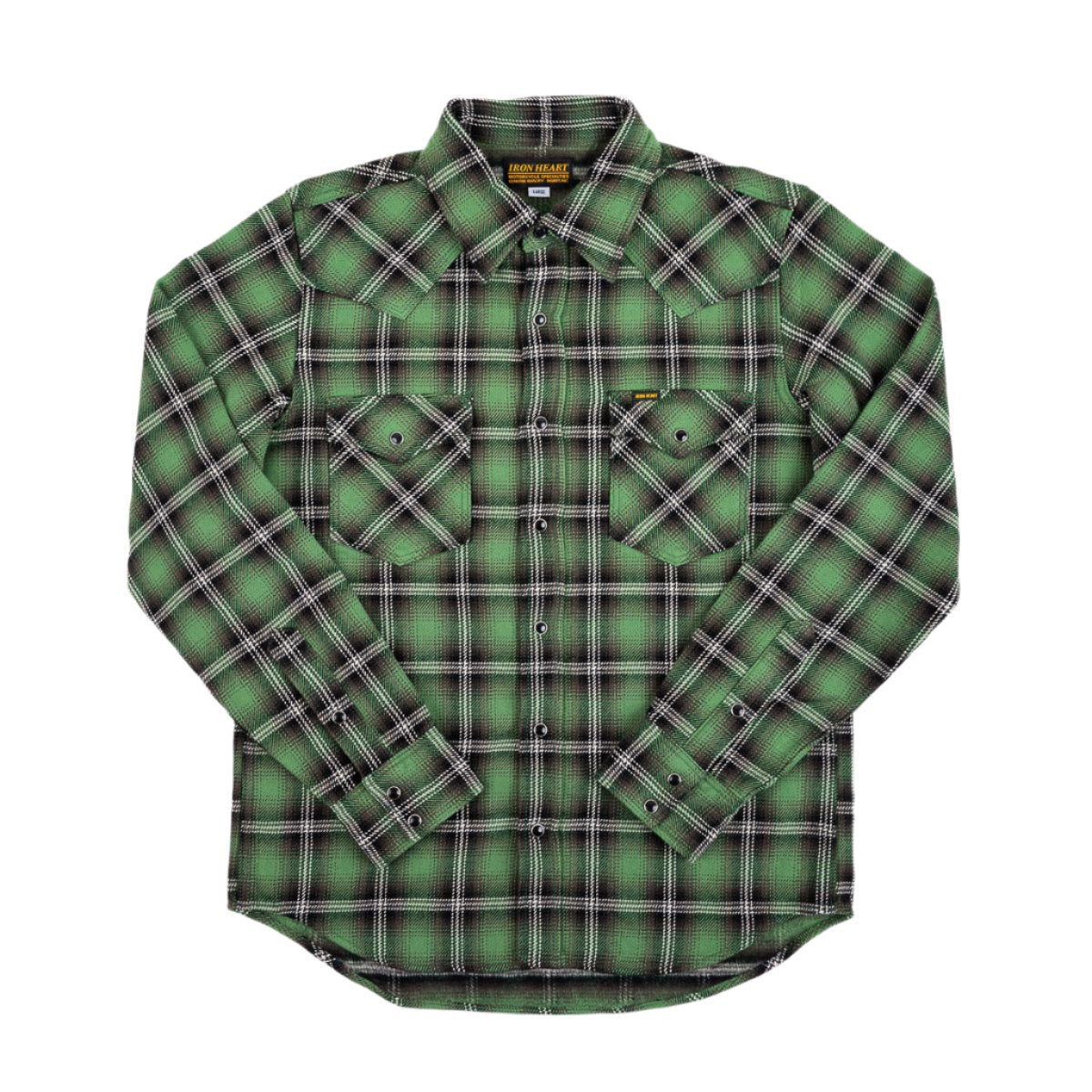 IHSH-405-GRN 12oz Ultra Heavy Flannel Check Western Shirt Green