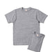 Gray t-shirt and shorts set on a white background