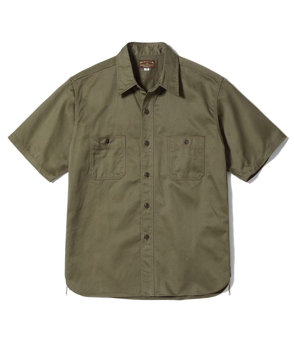 BR39730 Herringbone Short Sleeve Work Shirt Olive