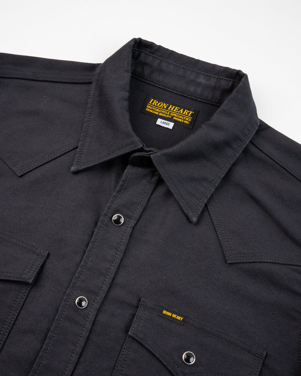 IHSH-426-BLK 12oz Military Moleskin Western Shirt - Black