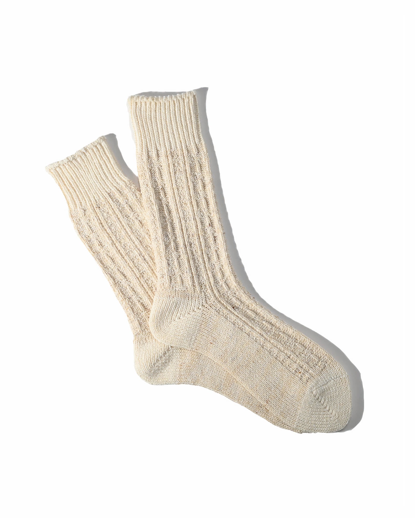 Anonymousism Boucle Nep Cable Crew Sock Off White