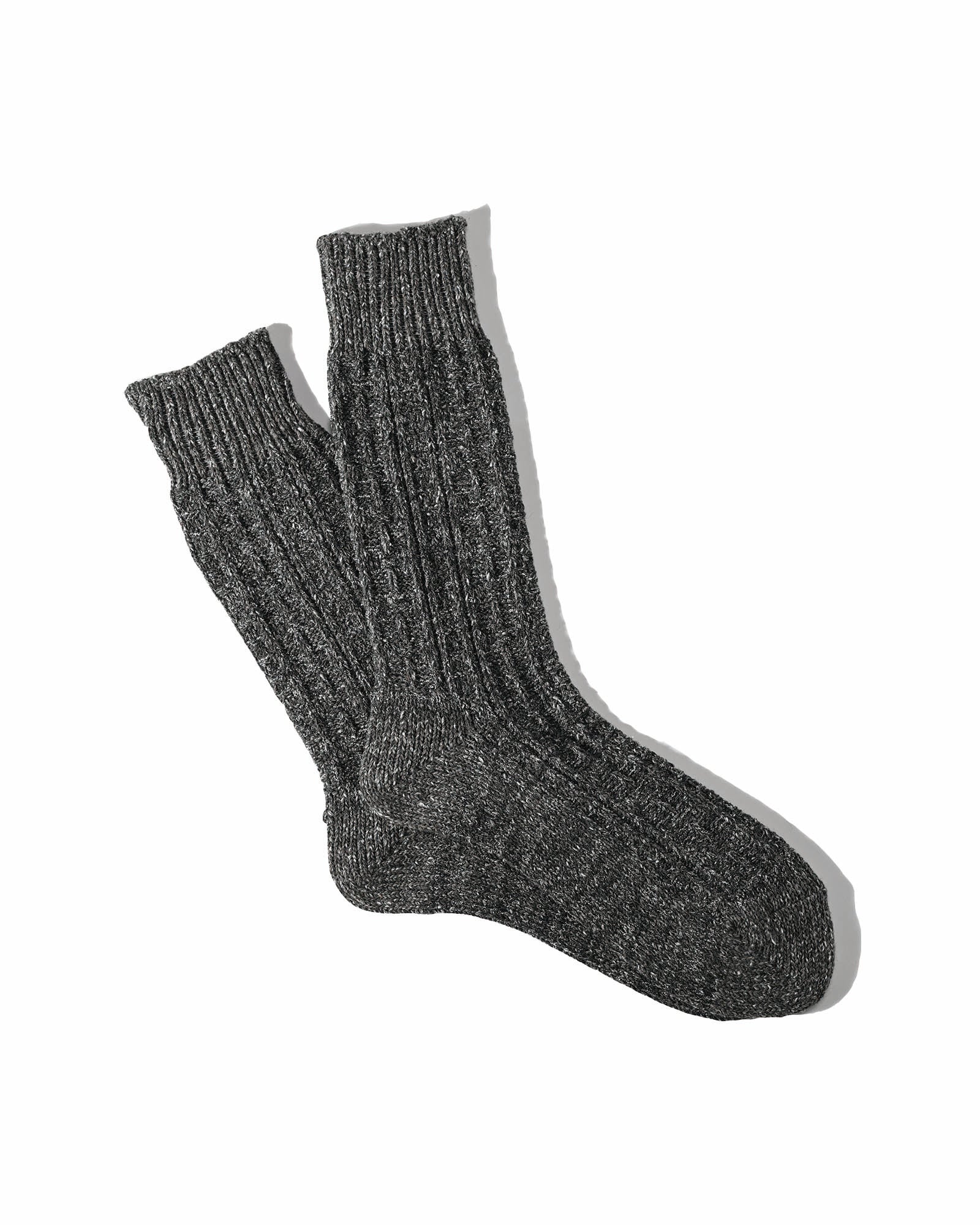 Anonymousism Boucle Nep Cable Crew Sock M. Grey