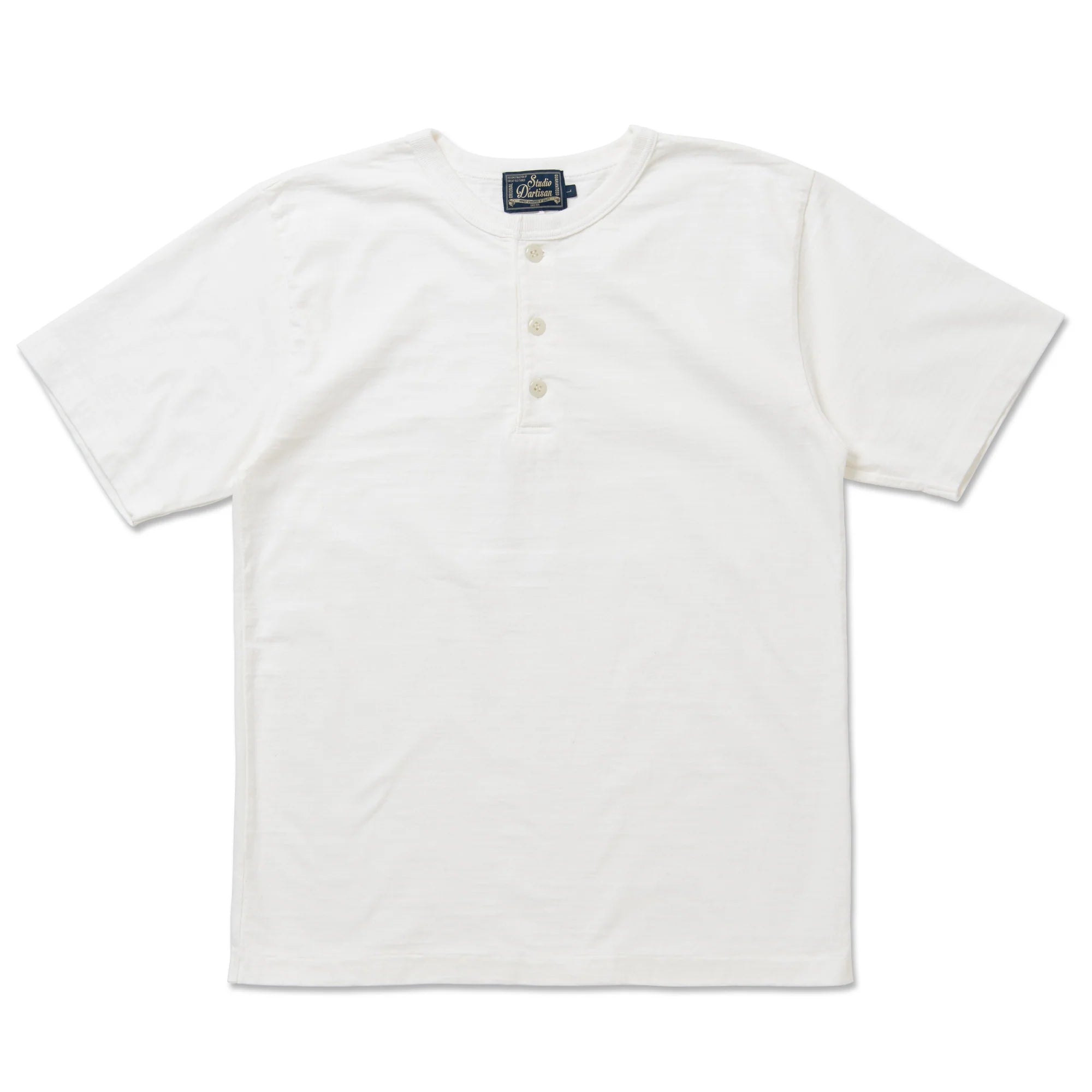 8205 Ishikawadai Knit Jersey Henley Neck T-Shirt White