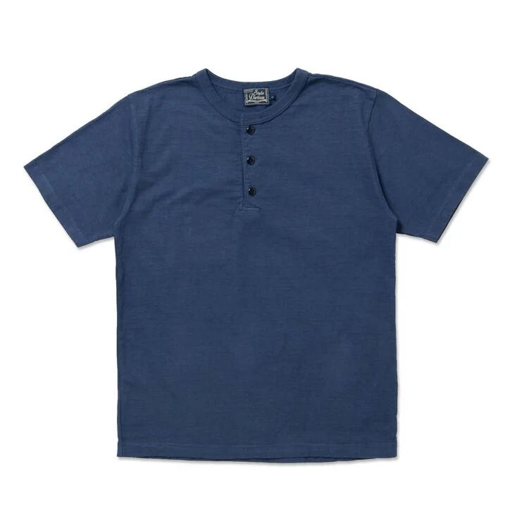 8205 Ishikawadai Knit Jersey Henley Neck T-Shirt Navy