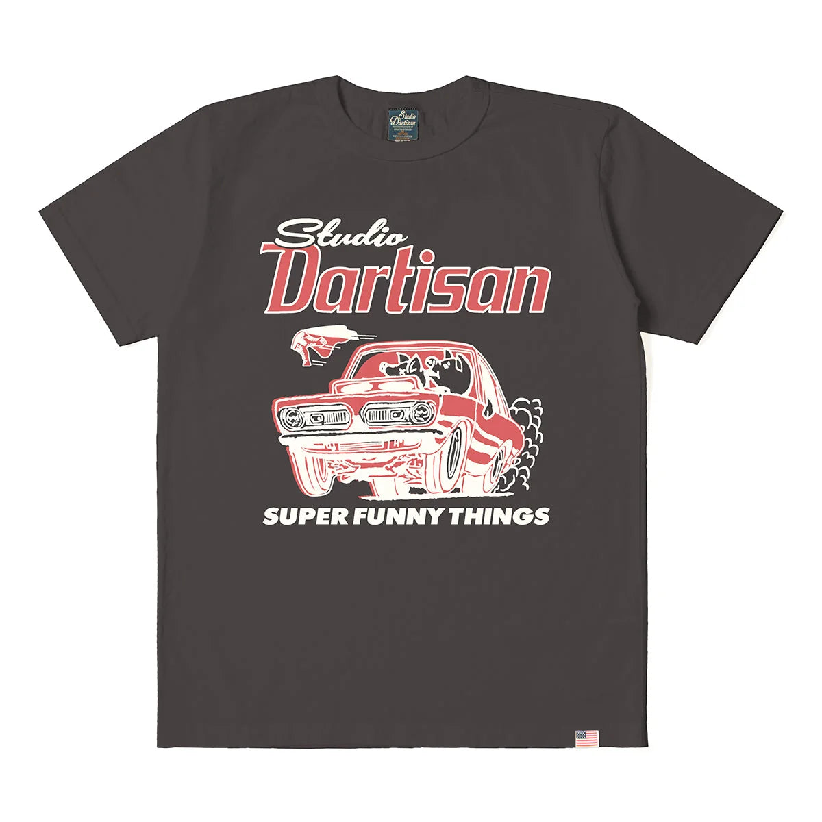 8232A USA Cotton Print T-Shirt Charcoal Black
