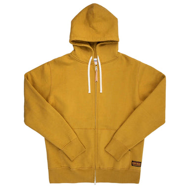 Yellow hoodie with a zipper on a white background