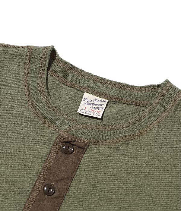 BR79192 Slub Yarn S/S Henley - Olive