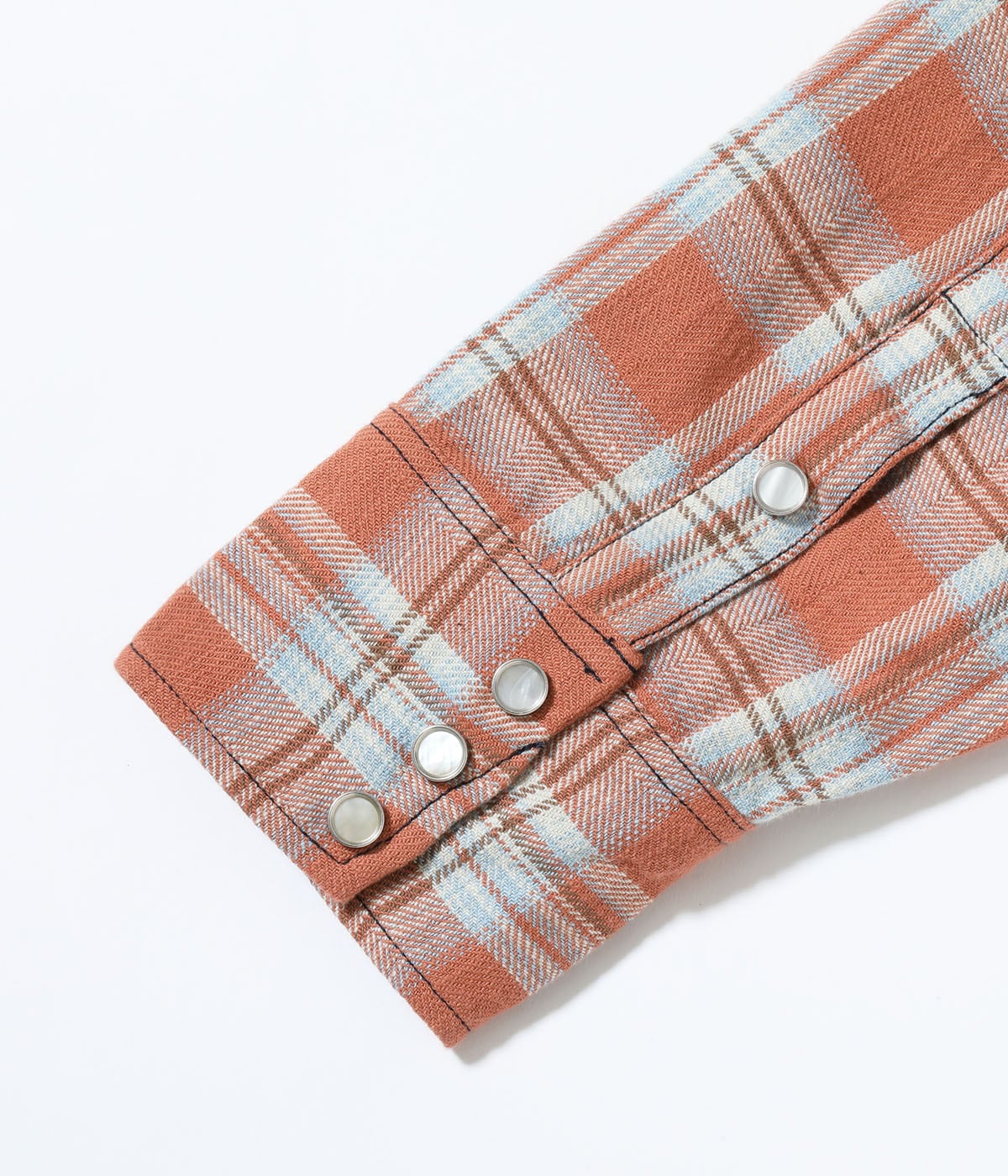 SC29687 Washed Herringbone Check Western Shirt Red