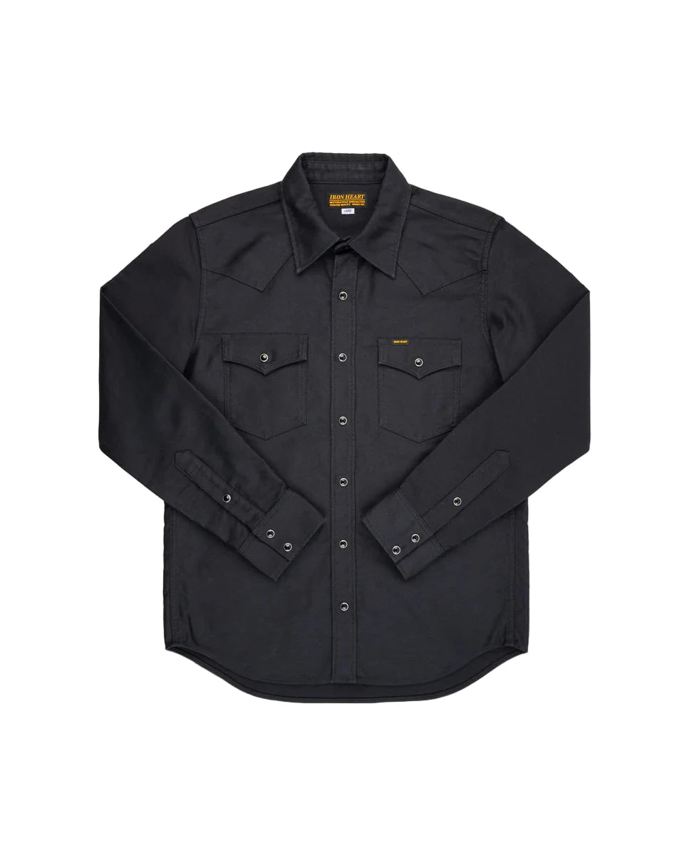 IHSH-426-BLK 12oz Military Moleskin Western Shirt - Black