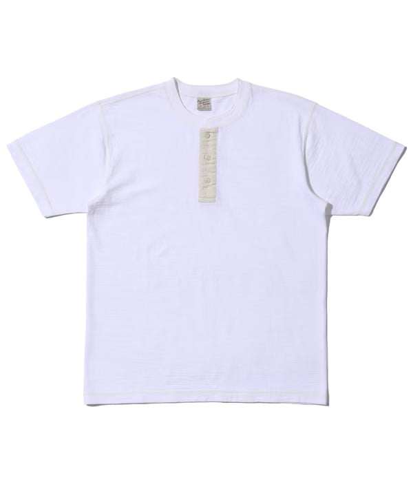 BR79192 Loopwheeled Slub Yarn S/S Henley White