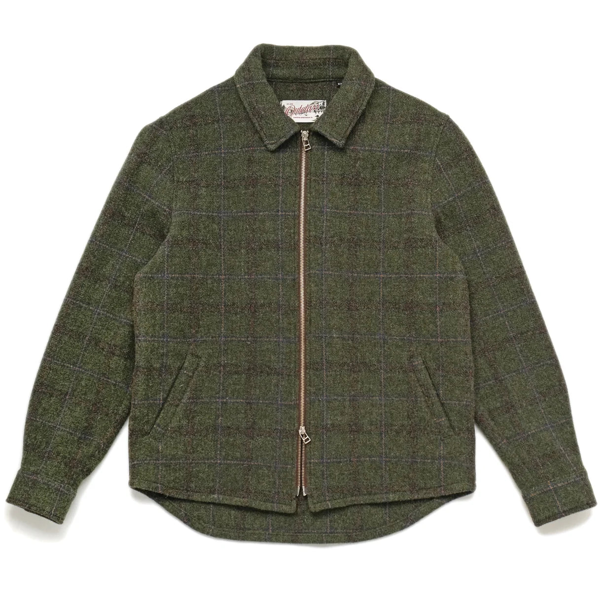 Olive Plaid Wool Zip Overshirt