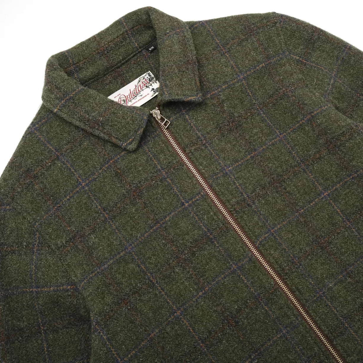 Olive Plaid Wool Zip Overshirt
