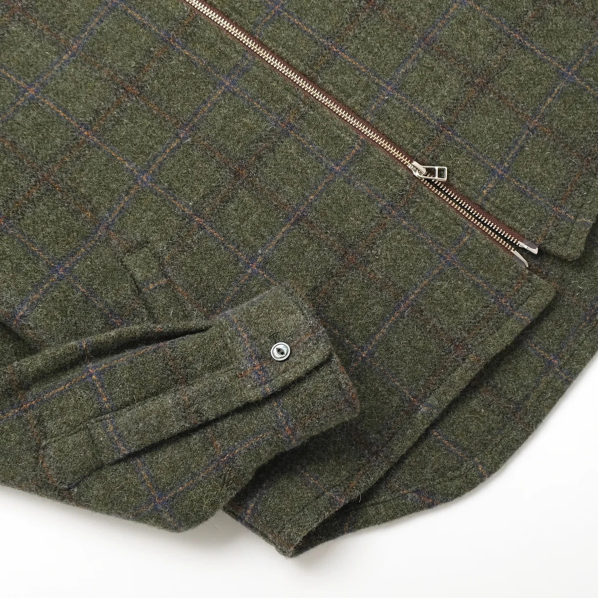 Olive Plaid Wool Zip Overshirt