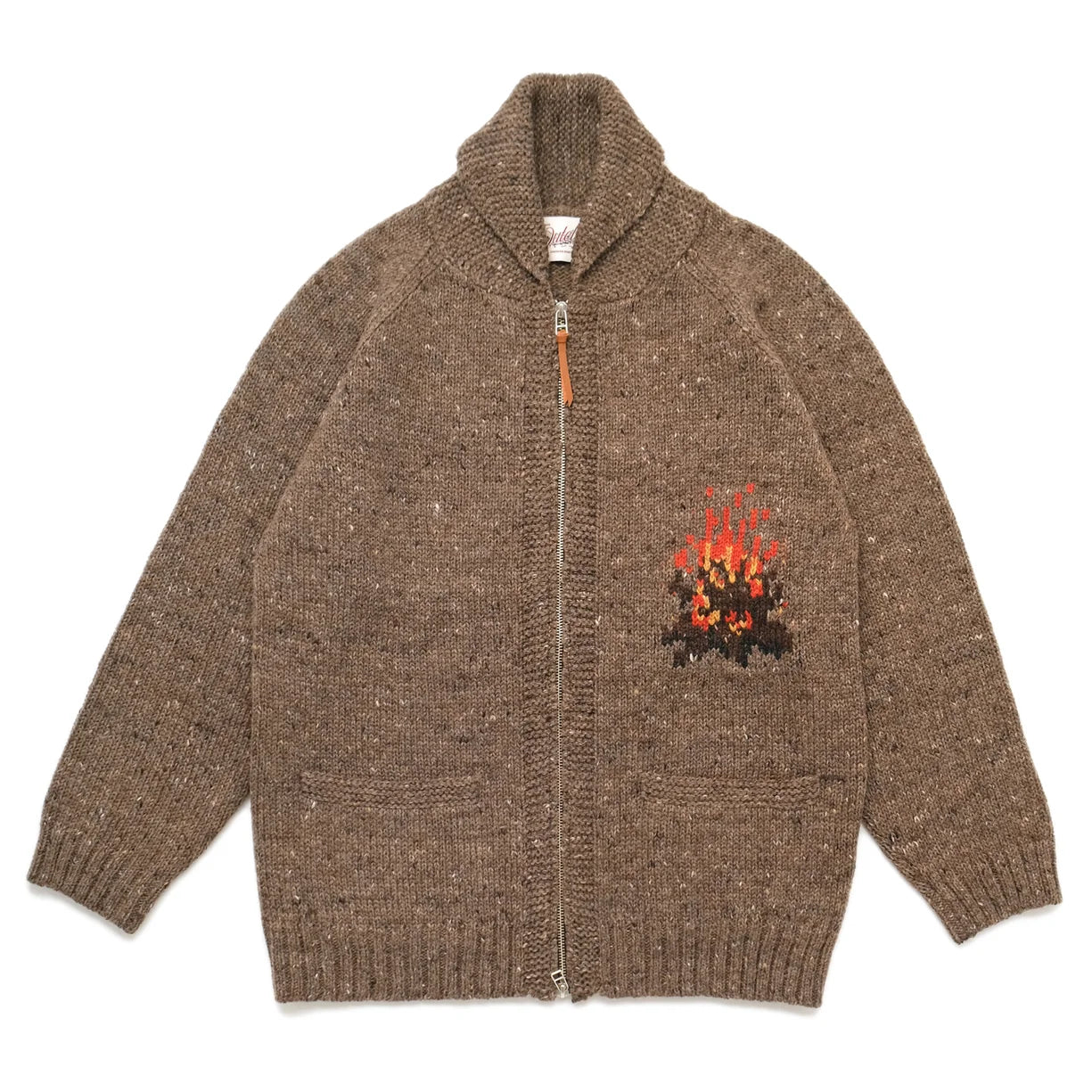 Campfire Motif Zip Cardigan