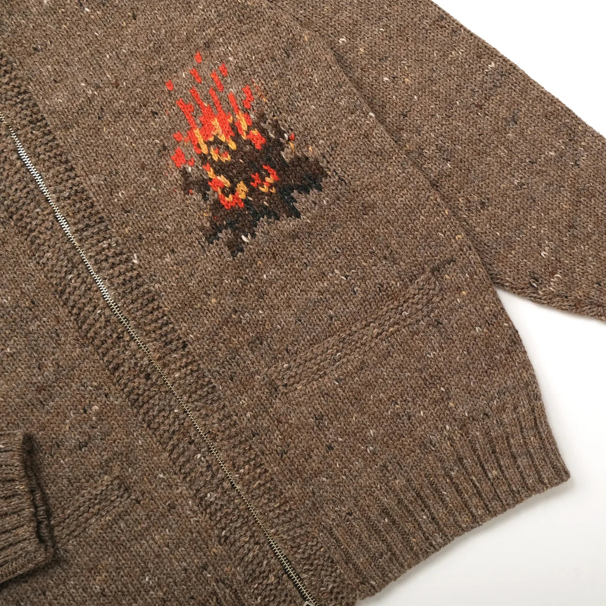 Campfire Motif Zip Cardigan