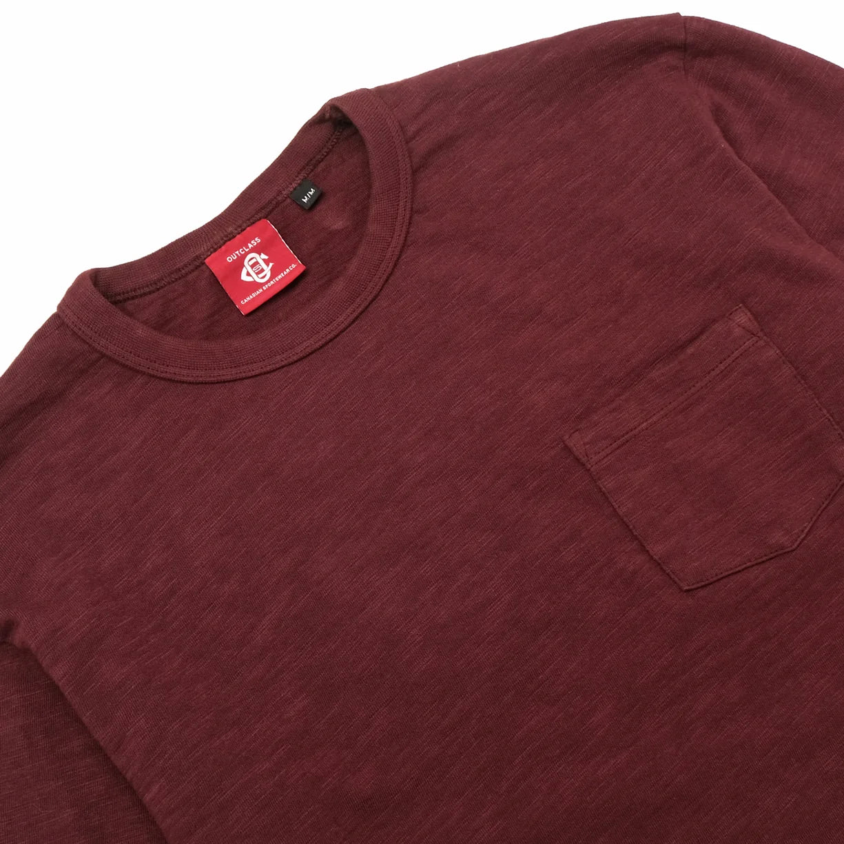 5213 Slub L/S Pocket Tee Maroon